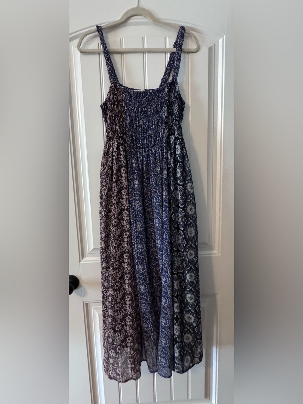 Smocked Maxi Sundress in Navy/Black Floral